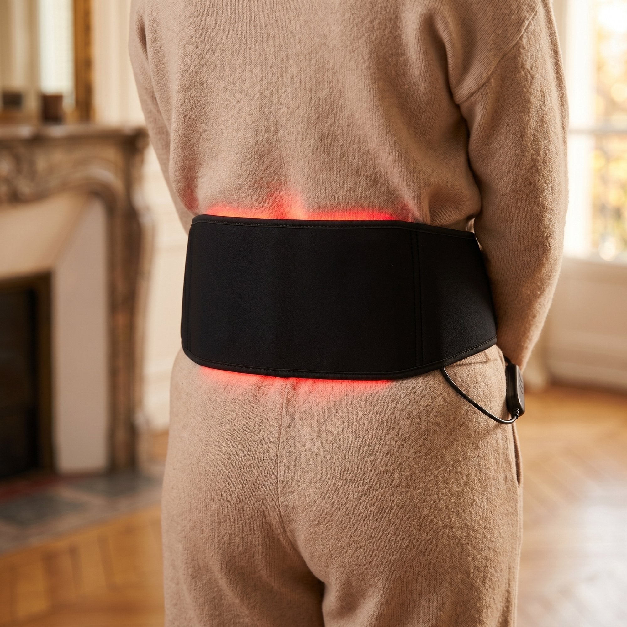 L'Essentielle portée sur le bas du dos, lueur rouge